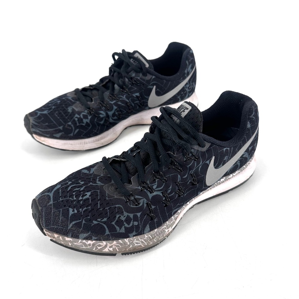 Nike Women's Rostarr Air Zoom Pegasus 33‎ Sneaker Size 8.5 Black  Knit Speckled